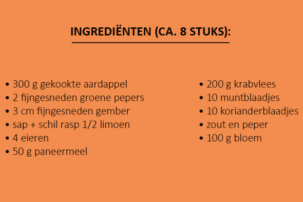 Ingrediënten chili krab kroketten